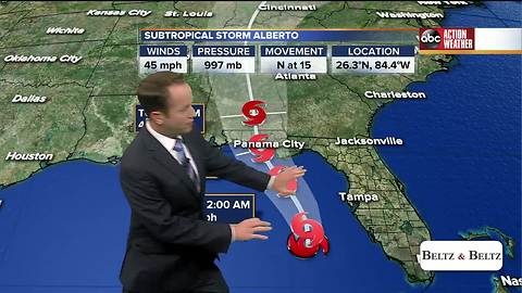 Subtropical Storm Alberto moves north in the Gulf of Mexico