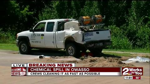 Crews cleaning up chemical spill in Owasso