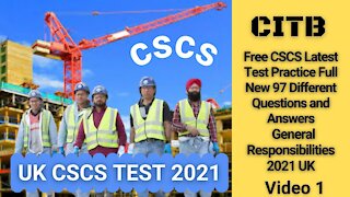Free CSCS Test Practice Full New 97 Different Q And A 2021 UK From General Responsibilities Video 1
