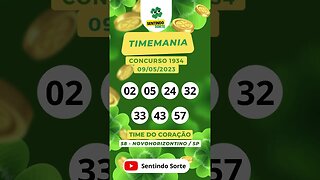 🍀 Resultado TIMEMANIA 1934 | 09/05/23 | Sentindo Sorte #shorts