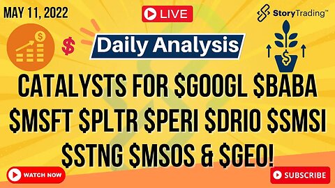 5/11/23 Daily Analysis: Catalysts for $GOOGL $BABA $MSFT $PLTR $PERI $DRIO $SMSI $STNG $MSOS & $GEO!