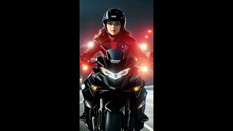 mujer valiente en motocicleta