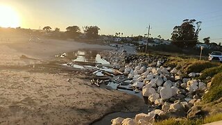 Twins Lakes is still washing the beach with 2023 rains.