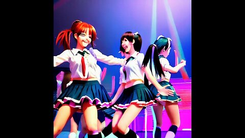 beautiful anime school girls dancing