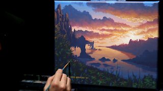 Acrylic Landscape Painting of a Sunset - Time Lapse - Artist Timothy Stanford