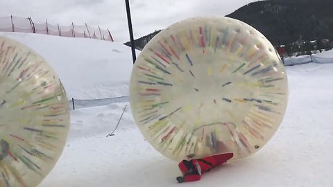 "Boy Falls Out of Zorb Ball on Ski Slope"