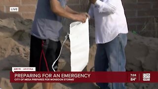 Preparing for flood waters with sandbags