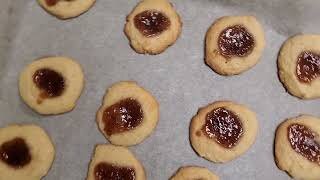 Strawberry jam thumbprint cookies