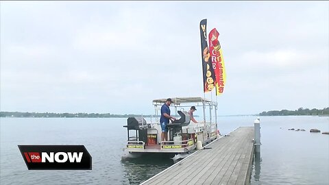 His hot dog stand is on the water in the upper Niagara River