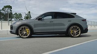 Arctic Grey Porsche Cayenne Turbo GT on Gotland Ring and country roads, Sweden
