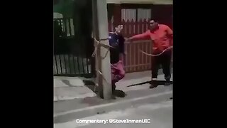 A man breaking the spirit of a thief after catching him breaking into his home.