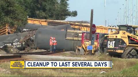 Molten sulfur leaks after train derails in Lakeland