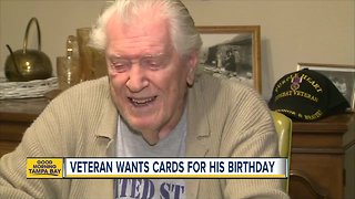 World War II veteran wants cards for 96th birthday