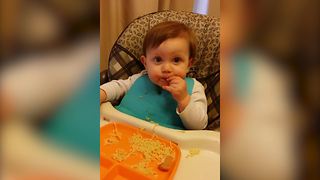 Adorable Baby Boy Loves Noodles