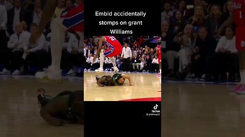 #Embid #accidentally #stomps on #grantwilliams #nba #basketbal #league#pass#update #2023 #playoffs