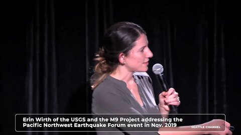 Erin Wirth of the USGS and the M9 Project, addressing the Pacific Northwest Earthquake Forum event