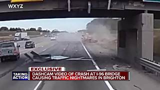 Dashcam video of crash at I-96 bridge causing traffic nightmares