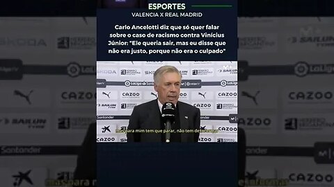 Ancelotti manifesta apoio a Vinicius Jr