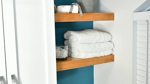 Easy wall mounted shelves with hidden support.