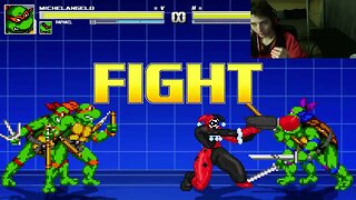 Teenage Mutant Ninja Turtles Characters (Leonardo And Raphael) VS Harley Quinn In A Battle In MUGEN