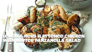 Lemon Herb Flattened Chicken with Root Vegetable Panzanella Salad