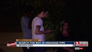 Boy found after search in drainage pipe