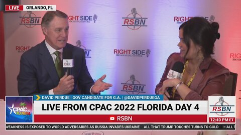 David Perdue Georgia Gov. Candidate Full Interview with RSBN's own Liz Willis at CPAC 2022 in FL