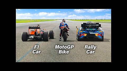 F1 Car vs MotoGP Bike vs Rally Car: Ultimate Drag Race!