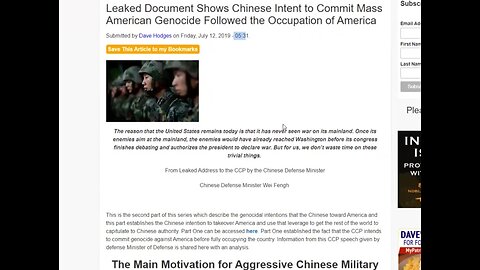 Must Watch. Red Alert: China's Plan of US Occupation and Genocide of American Citizens 9-16-2023