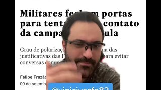 POSITIVO! Militares fecham as portas para a campanha de Lula.