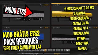 ▶️SAIU PACK REBOQUE MAIS COMPLETO DO ETS2 1.44/1.43