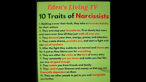 10 traits of Narcessists with Eden's Living TV