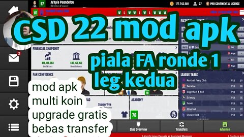 Club Soccer Director CSD22 mod apk | Fa CUP round 1 leg 2