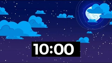 Ten minute countdown timer for kids with lullaby music to settle and sleep or take time out.