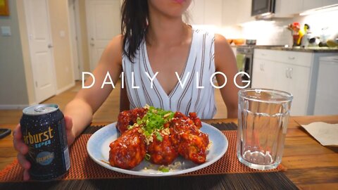 Days in my Life Vlog | Korean spicy fried chicken, alfredo pasta, peach cobbler, burgers, mukbang
