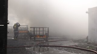 SOUTH AFRICA - Durban - Fire at Jumbo's towing yard (Videos) (aZP)