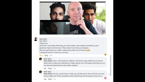 Reza Diako answers to my video that i posted on his facebook profile- blown away by his kindness