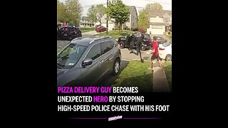 Pizza Delivery Man Trips Criminal Running from Police while Delivering Food