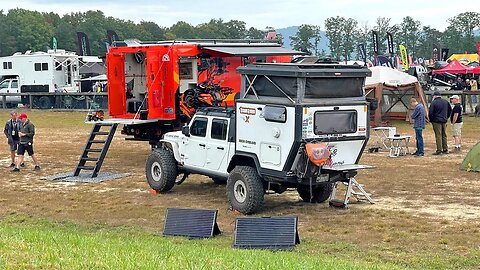 My FIRST TIME Truck Camping at Overland Expo East & New Electric Hummer Earth Cruiser Camper