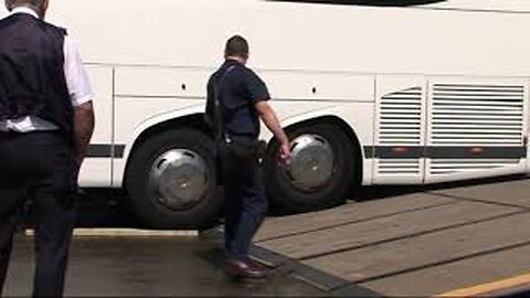 Coach seen here stuck fast on Dartmouth Higher Ferry took 35 mins to get it moved