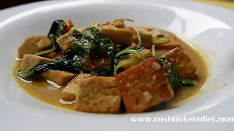 Curried Tofu With Spinach.