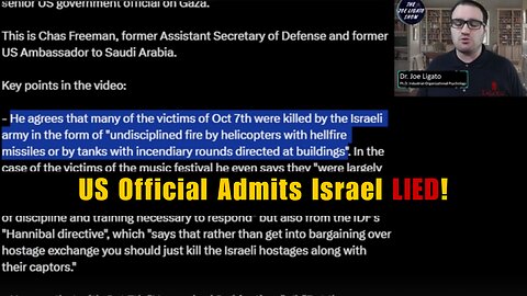 US Govt Interview: Israel LIED (No one is Surprised)