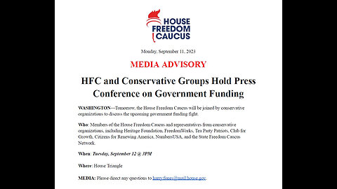 Live: House Freedom Caucus News Conference on Government Funding