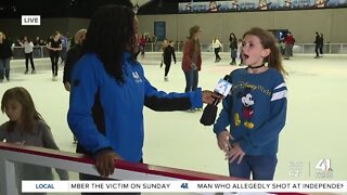 Rae and Gracie skate around Ice Terrace on opening day