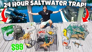 24 HOUR FISH TRAP Catches TONS of FISH For SALTWATER POND