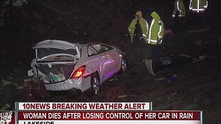 Woman dies after losing control of her car in the rain