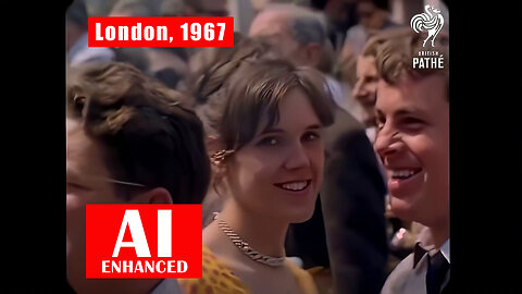 London "Swinging Sixties", 1967. AI Enhanced, Detail Recovered. Colour, Sound Upscaled to HD