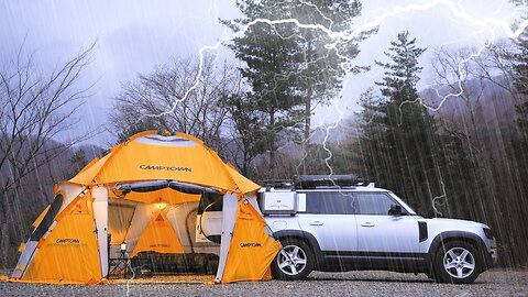 ⭐FIVE-STAR TENT? ☔MAXIMAL Camping In The Winter Rain | Land Rover DEFENDER