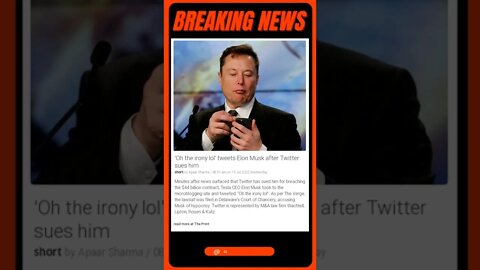 Breaking News: 'Oh the irony lol' tweets Elon Musk after Twitter sues him #shorts #news