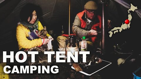 HOT TENT! Winter Camping in Japan with my Wife